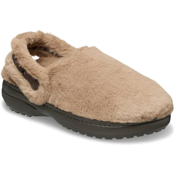 CROCS Classic Unfurgettable Fuzzy Cozy Clog Tan NEW w Tag Women’s Sz 9 Mens Sz 7 - Picture 5 of 10
